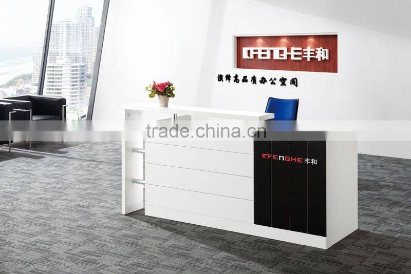 High end high gloss painting modern white office reception desk 2016