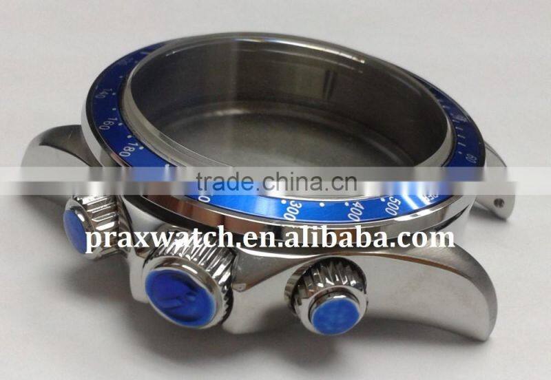 mechanical wrist watch parts 316I watch case stainless steel waterproof blue 50mm wrist watch case