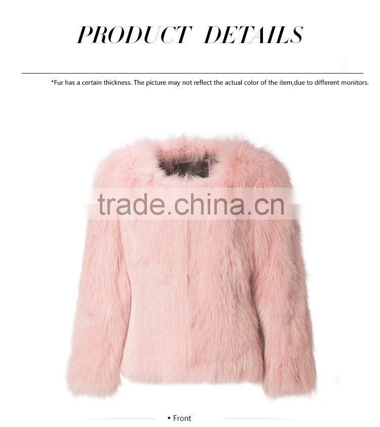 wholesale real pink fox fur jacket coat for women