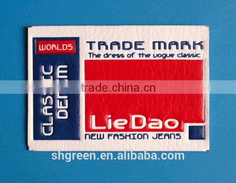 Unique design sewing on leather patch for pants