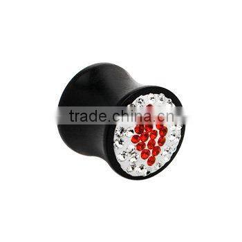 Crystal heart body jewelry acrylic ear plugs ear expander