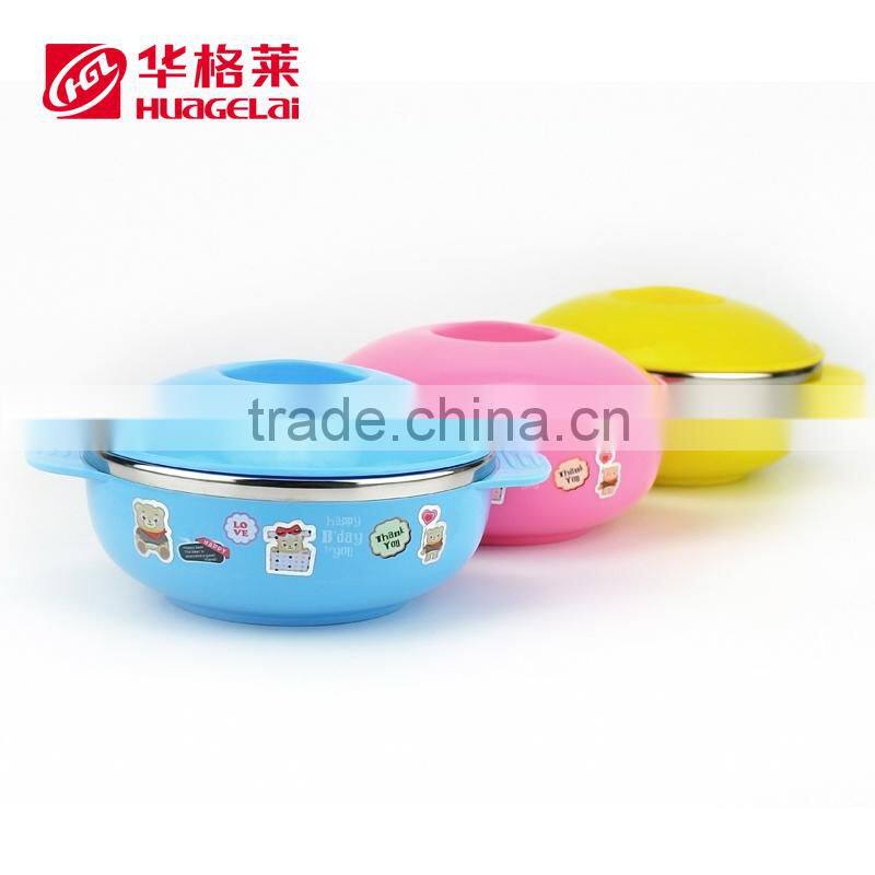 Stainless Steel Children Bowl Set,colorful bowls ,10/12cm,with lid