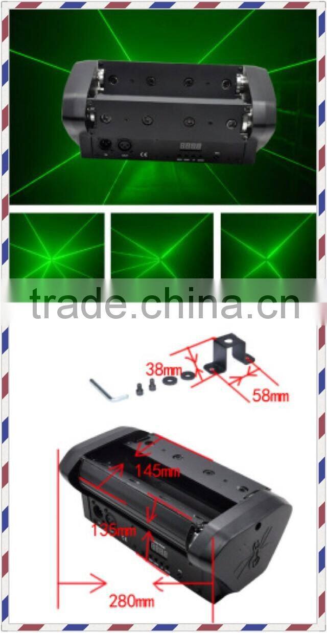 2016 400mW Green 8lens small-beam Moving-Head MiniSpider Laser light dj equipment