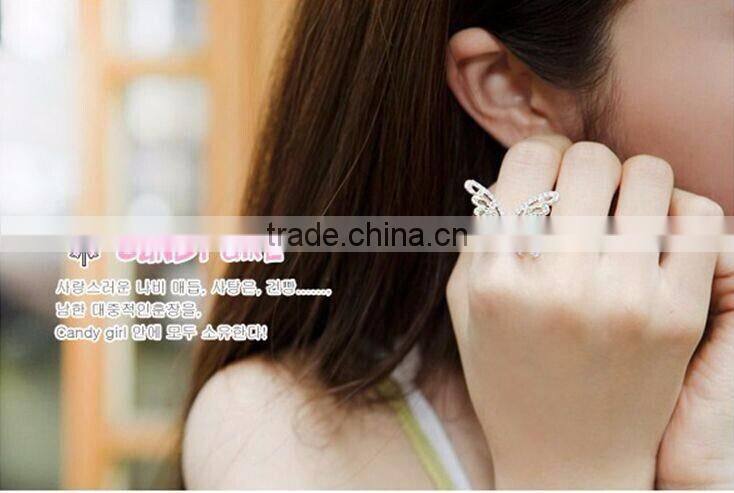 Bulk popular in world women crystal butterfly diamante rings
