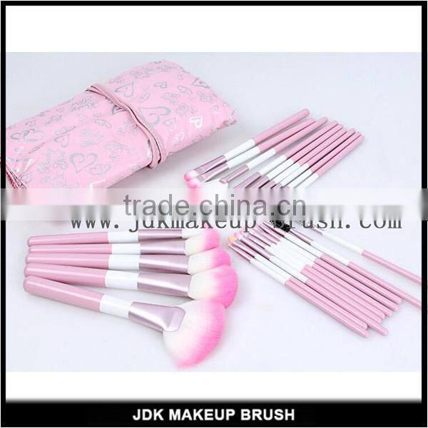 15pcs Luxury Make up Brush Set with PU leather Pouch Short Handle Cosmetic Brush Set with Goat Hair