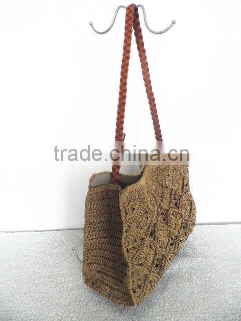 European and American fashion handmade high grade women crochet paper straw bag