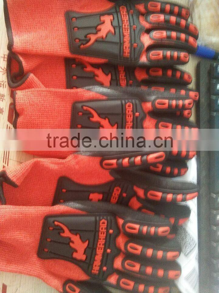 RED HPPE CUT RESISTANT HAND GLOVE