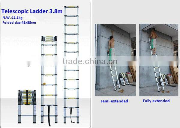 2m 7 steps EN131 extension telescopic aluminium ladder