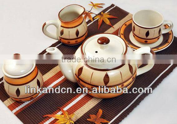 KC-00448/ceramic pot set with chocolat decal/ceramic pot set