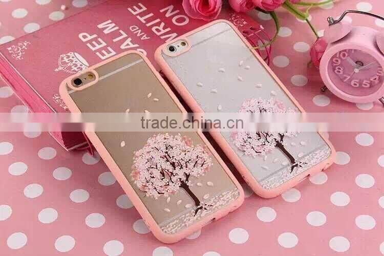 TPU + Acrylic transparent pink cartoon cute phone case for iPhone 6