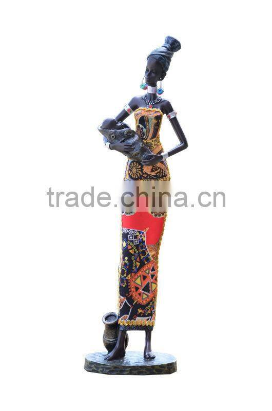 home decoration resin with fabric african family tourist souvenir