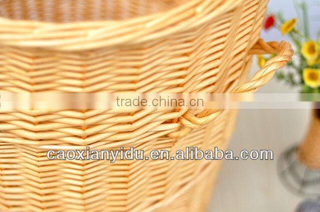 Chinese Big Willow Basket with Handles and Lid Room Wastepaper Basket Decor Home Props