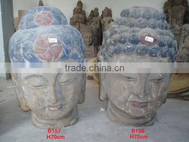 Antique wooden Buddha Head Carving statue