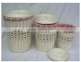 wicker material hand woven folding laundry basket with legs