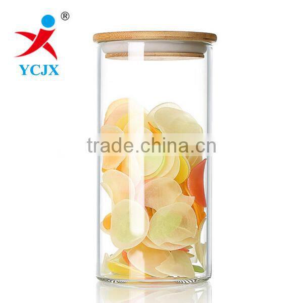 High Quality Borosilicate Glass Storage Jar with Bamboo Lid