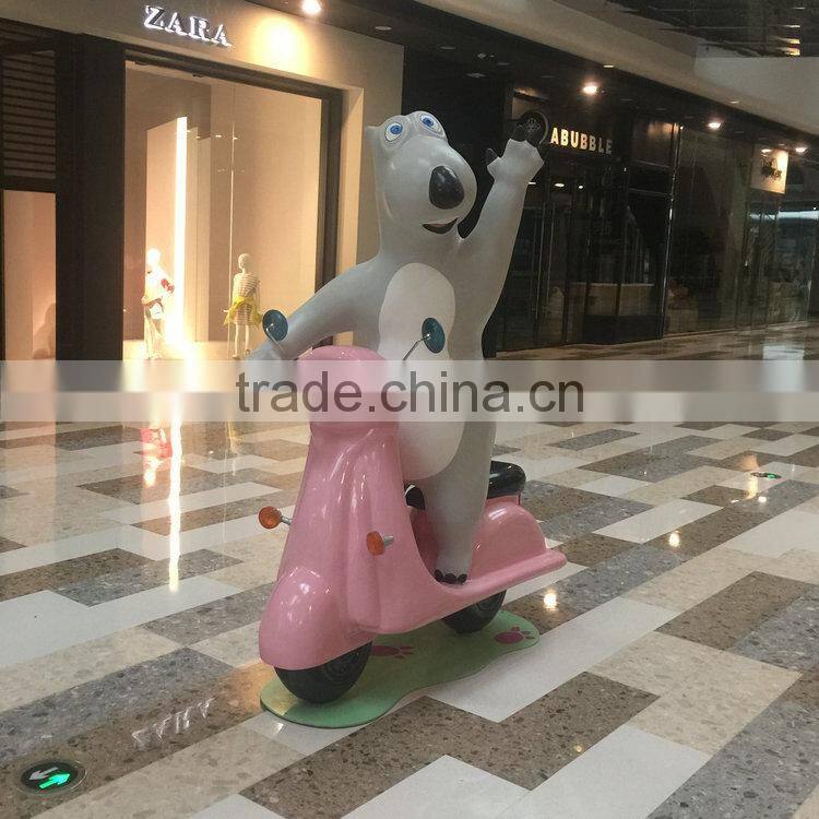 FRP bear statue sculpture riding motorcycle