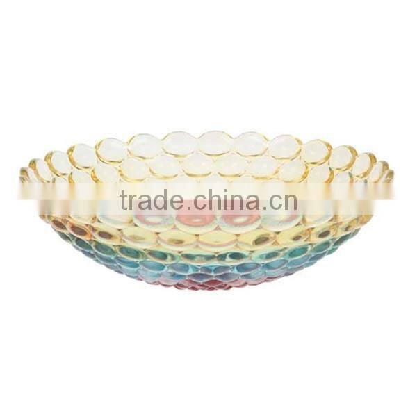 Colorful glass fruit bowl/ article glass plate/ new design colored fruit/ salad candy dish BHL-P1