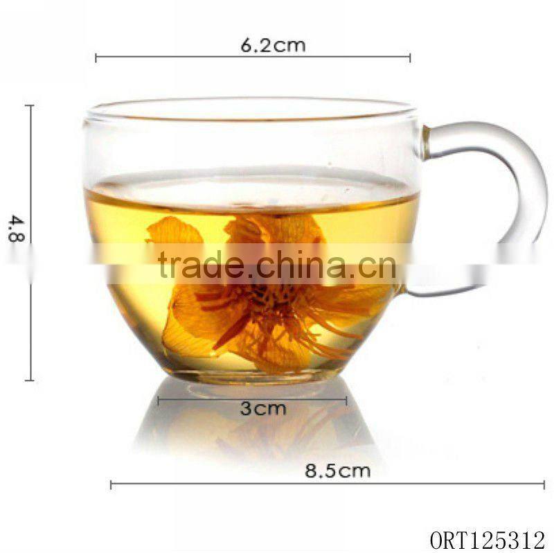 High quality clear glass tea infuser cup with handle with lid
