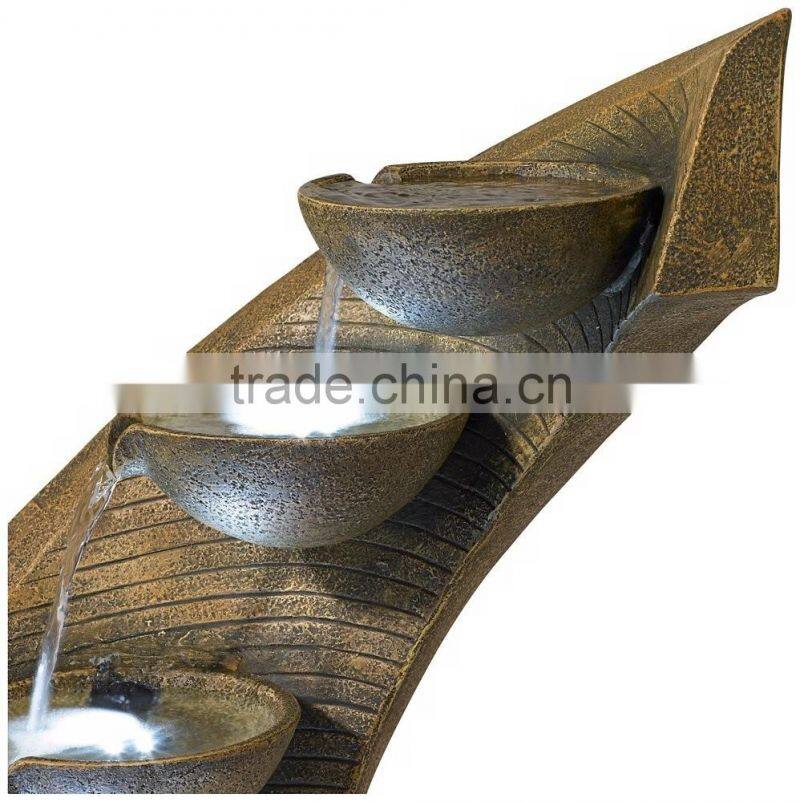 Modern Curved Cascading Zen Fountain with LED Light