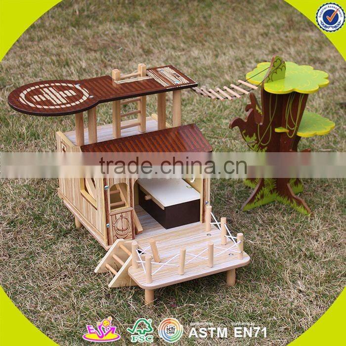 2017 New products indoor children toys wooden treehouse dollhouse W03B059