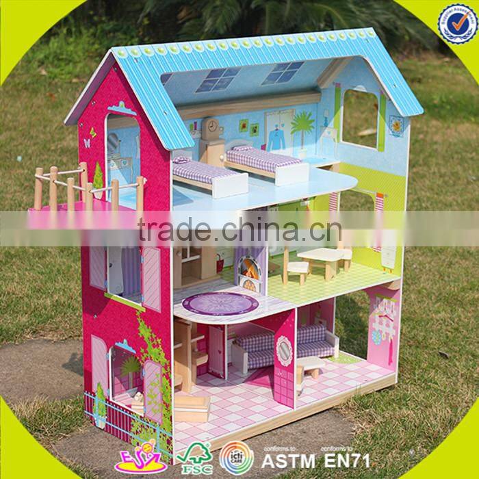 wholesale wooden dollhouse toy for children, lovely wooden dollhouse toy, popular wooden dollhouse toy for kids W06A104