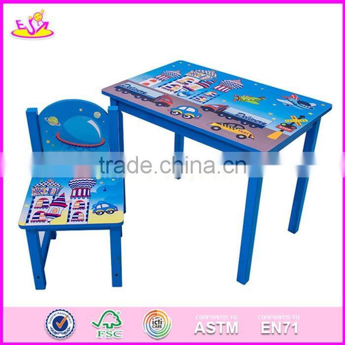 2017 New design home / school / cartoon wooden boys table and chairs W08G199