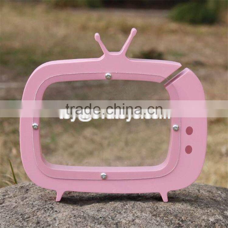 New design TV shape girls lovely wooden coin bank with logo customize W02A253