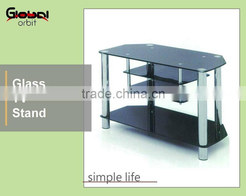 Modern Design Home Furniture Storage Rack Tempered Glass Corner TV Cabinet