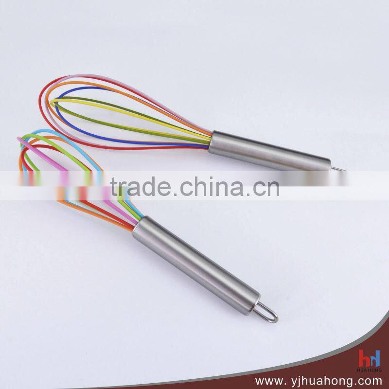 Transparent plastic handle silicone egg whisk (HEW-37A)