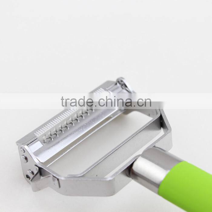 Hot Sale Two Blades Green Rubber Handle Peeler