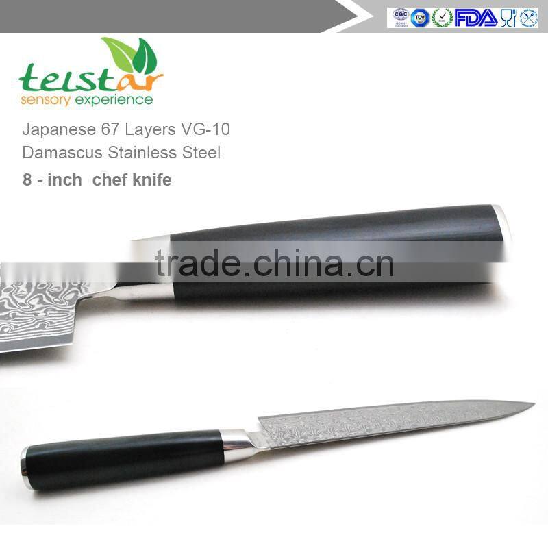 2017High quality Japanese VG10 Damascus 8 inch chef Knife with Micarta handle