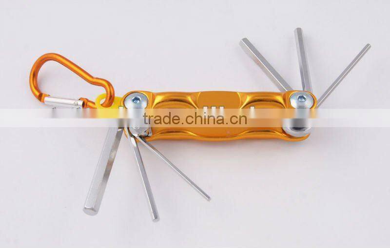 2014 new Stock pocket mini multi aluminium oxide promotion bike keychain tools 601-6a
