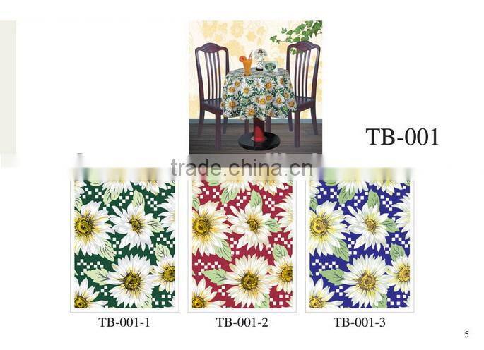 2016 Designed Printed PVC table cover cloth with falannel back