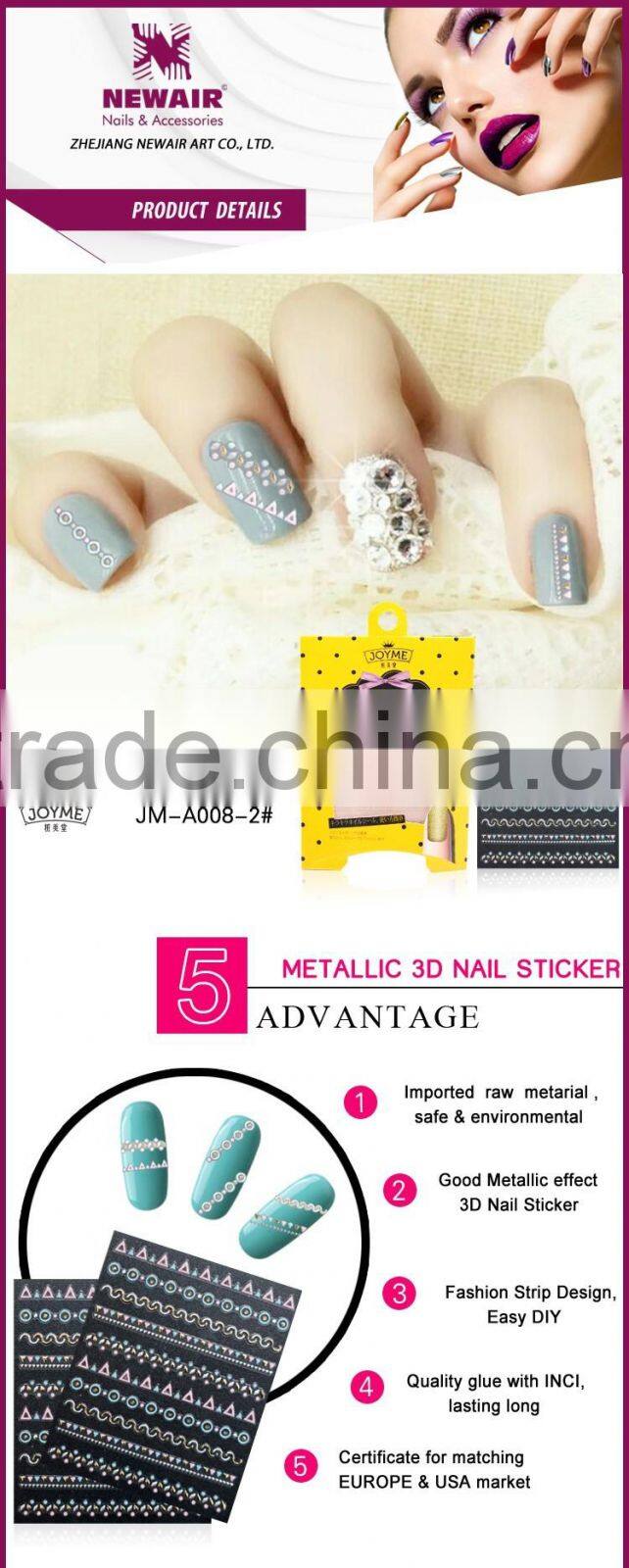 New Air Hot sale metallic 3D nail sticker