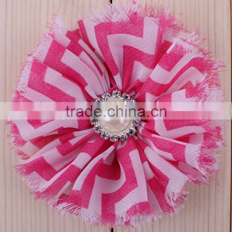 fraying chiffon flower clip for kids hair accessories