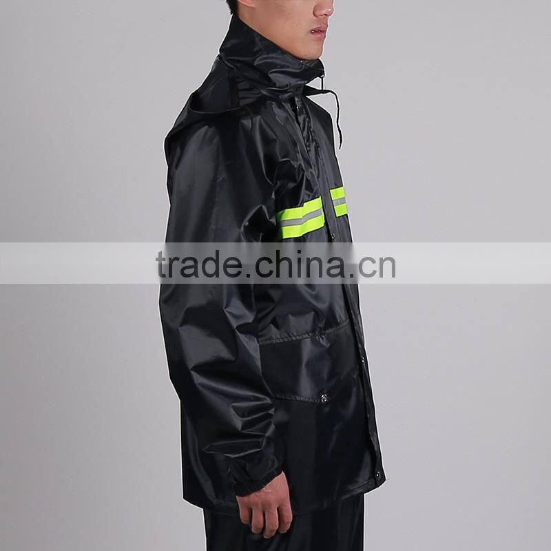 HIGH QUALITY PVC RAIN COAT WATERPROOF JACKET SUIT WITH WARNING SIGNS