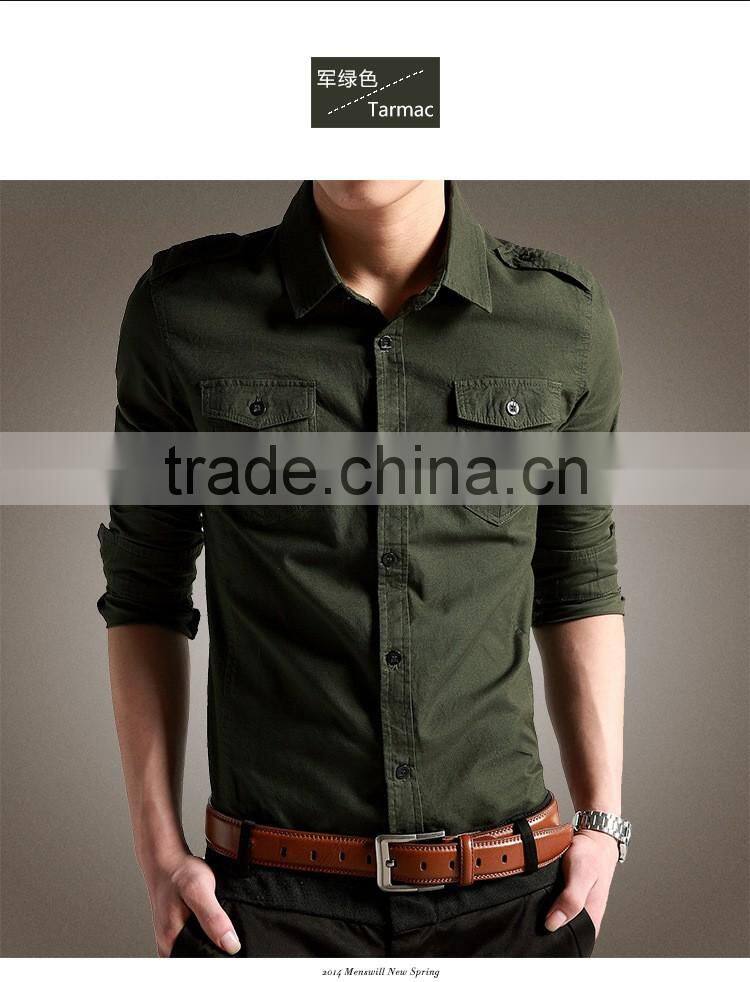 Military style dress shirt , 2016 Latest Shirts for men, 100% cotton western style dress shirt