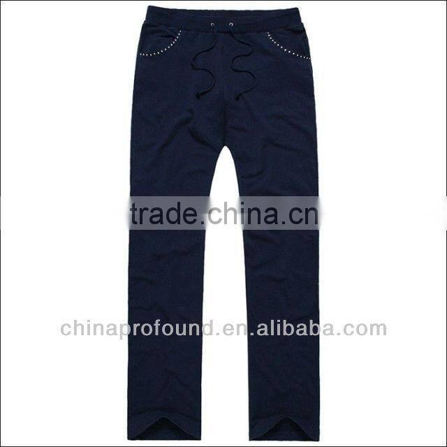 Classic lady's casual sweat pants / trousers with Rhinestone