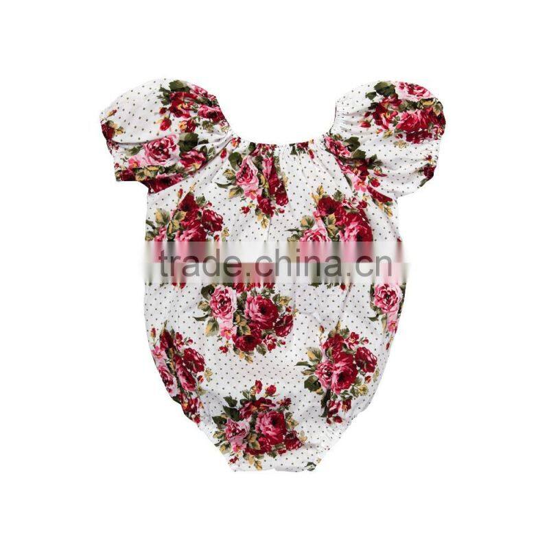 Summer wholesale baby boutique clothing rompers baby girl floral rompers infant and toddler rompers