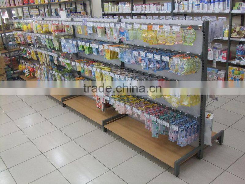 A Amazing slatwall display wooden corner shelf supermarket shelf