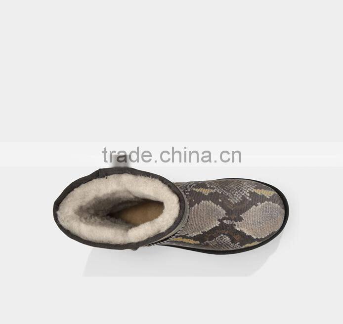 fluffy printed winter snow boot