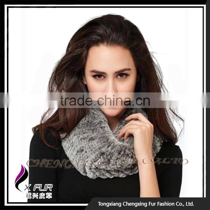 CX-B-76F 2016 Fashion Scarf Rex Rabbit Fur Snood Knitted Poncho And Shawl