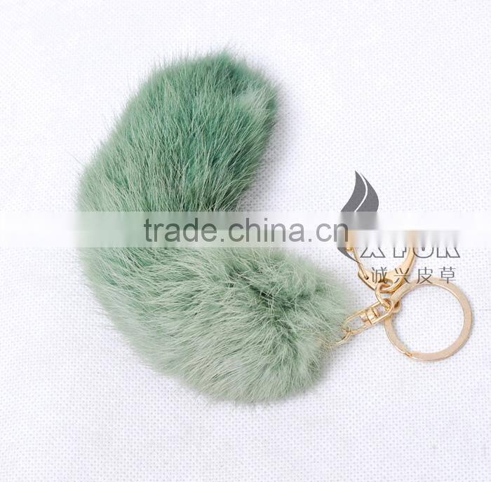 CX-R-39D Fashion Dip Dyed Girls Wholesale Real Rabbit Fur Key Chain Fur