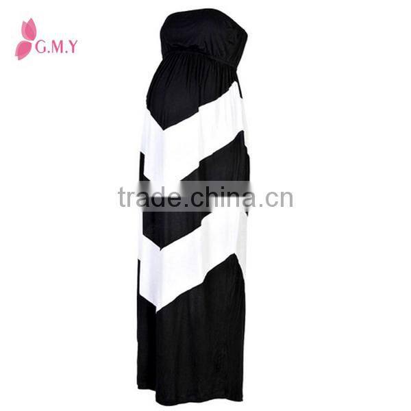 Women's maternity chevron tube maxi dress, Off-shoulder maternity evening dress wholesale
