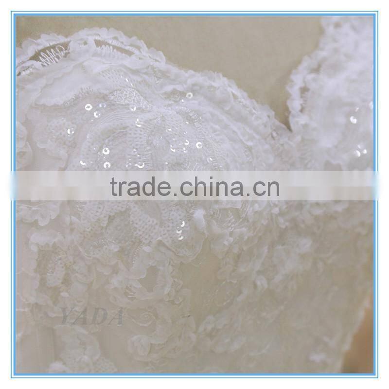 High Quality V-neck Ball Gown Beaded Bride White Wedding Dresses China