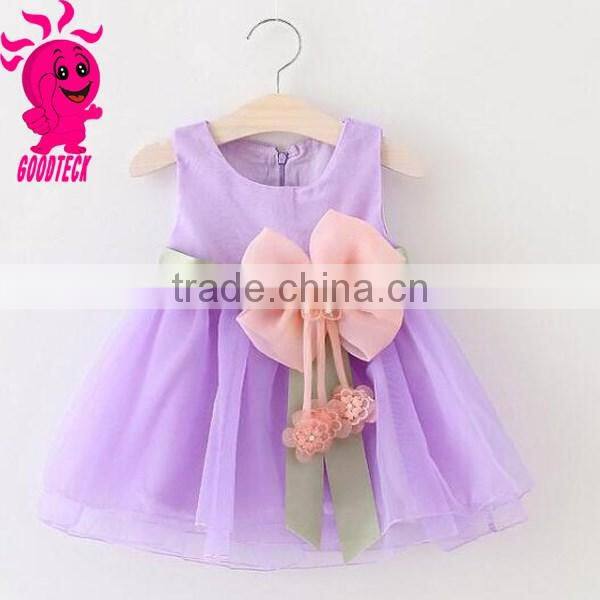 2016 new wholesaler baby princess christmas dresses girls skirt set with bowknot