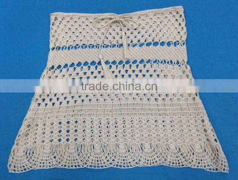 wholesale lady's crochet cotton pattern casual lace short skirt