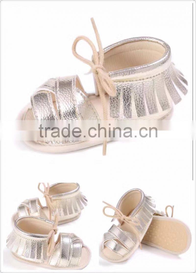 2017wholesale infant toddler baby girls sandals soft sloe tassel crib shoes