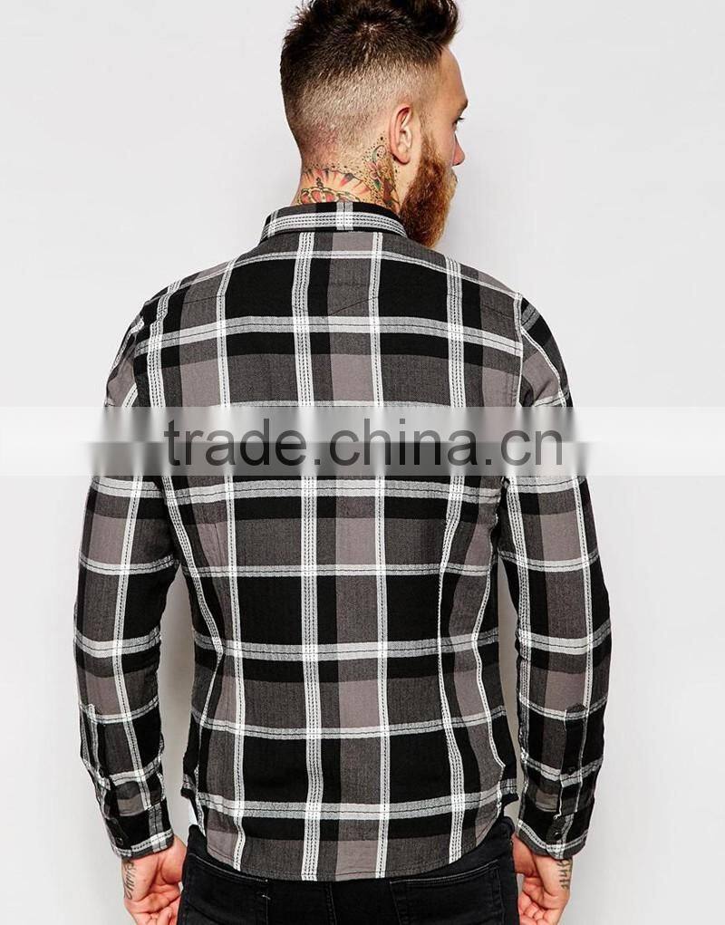 mens black and white check shirt in bulk
