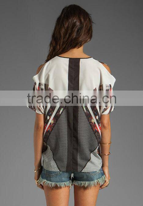 tie front hem digital printing top